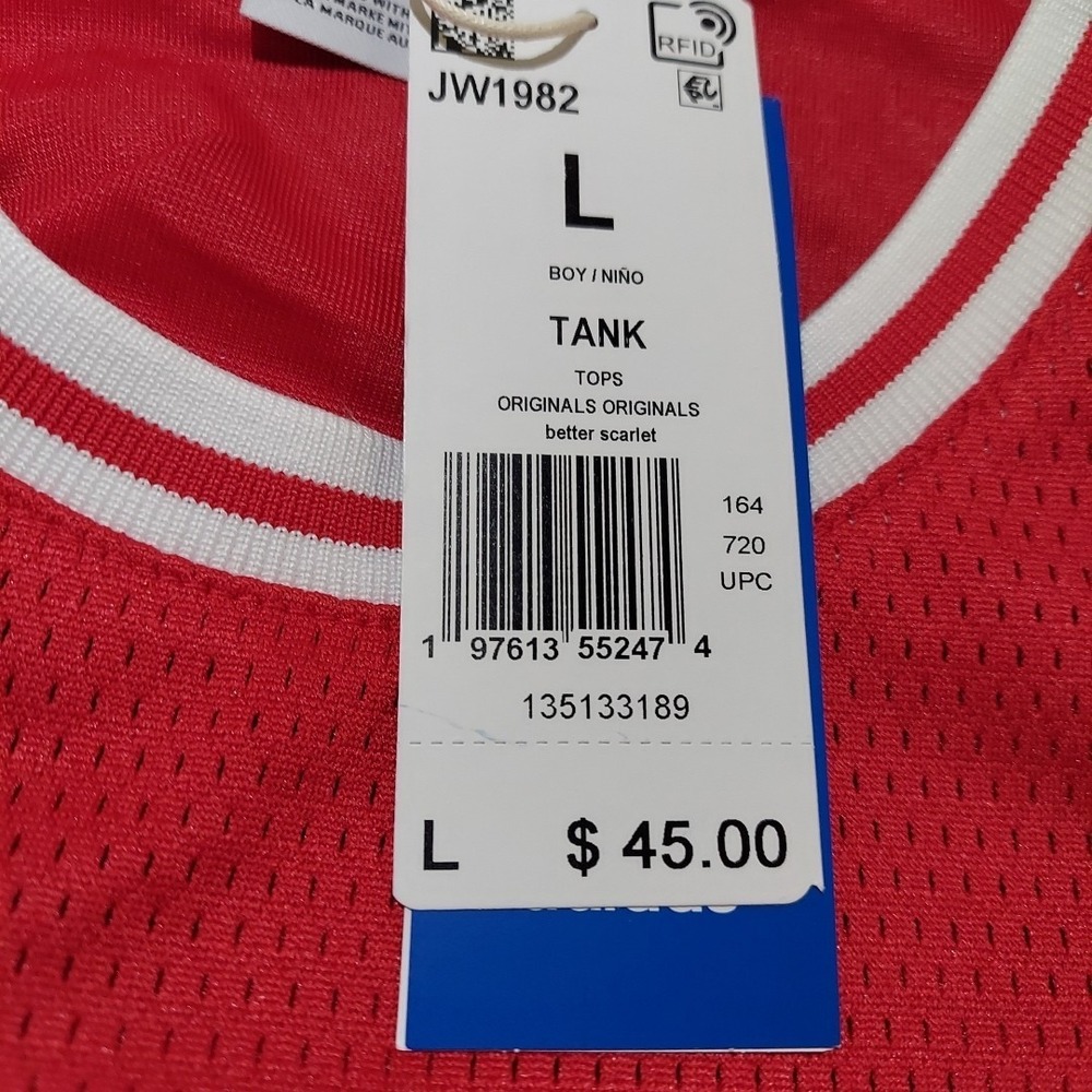 Boy's Youth Adidas Size L - Trefoil Logo Mesh Lined Jersey Tank Top NEW - Picture 6 of 6